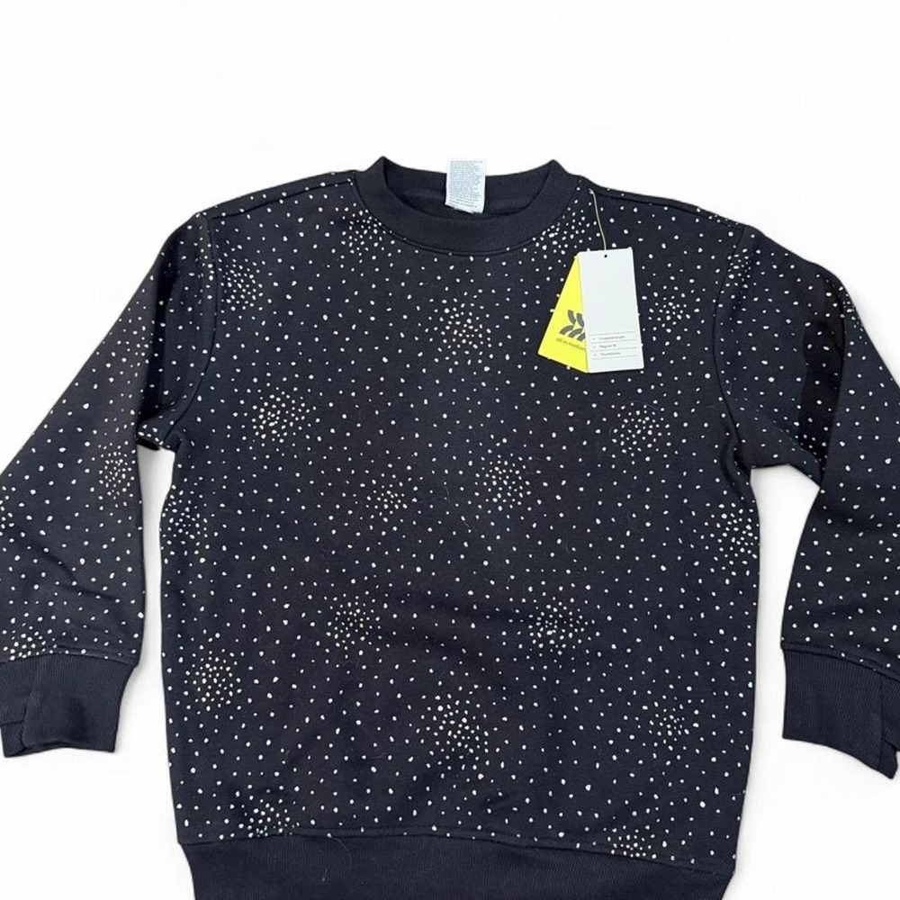 All in Motion black and silver cotton pullover with thumb holes